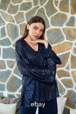 Handmade Women's Two-Piece top and Pants Set Sequin Kimono Dress Gypsy Hippy