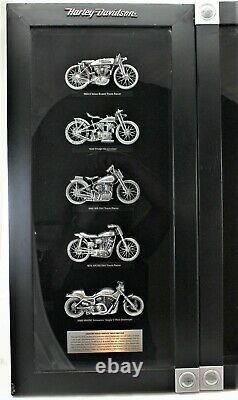 Harley Davidson Framed Shadow Box Legendary Racing Machines Set of Two