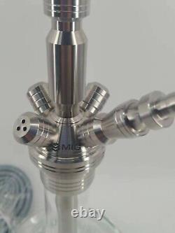 Heavy Duty Stainless Steel Hookah Shisha Complete Set, shared two hoses