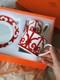Hermes Balcon Du Guadalquivir Red Porcelain Coffee Cup Tea Saucer Set For Two