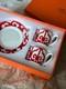 Hermes Balcon Du Guadalquivir Red Porcelain Coffee Cup Tea Saucer Set For Two