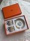 Hermes Mosaique Au 24 Big Logo Gold Porcelain Coffee Tea Cup Saucer Set Of 2 Two