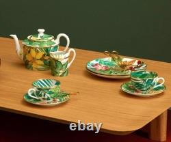 Hermès Passifolia Botanical Floral Porcelain Coffee Tea Cup Saucer Set for Two 2