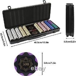 High-end 13.5g Clay Poker Chips Set (500pcs), Texas Holdem, Leather Interior Case