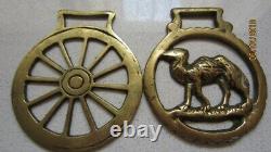 Horse Brass Set of Two Unique Vintage Design Wheel Camel Home Decor Wall Hanging