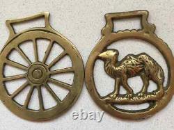 Horse Brass Set of Two Unique Vintage Design Wheel Camel Home Decor Wall Hanging