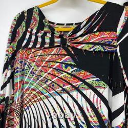 IC Collection Connie K Rainbow Outfit Top Pants Stripe Paisley Womens S, M