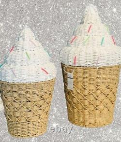 Ice Cream Cones Wicker Storage Basket New Tiktok Viral Set Of Two