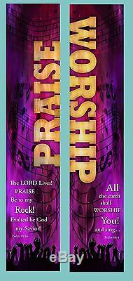 Inspirational Christian Church Banners -Praise and Worship (TWO BANNER SET)