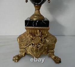 Italian Brevettato Bronze & Marble Candelabras Vintage Set Of Two Candle Holders