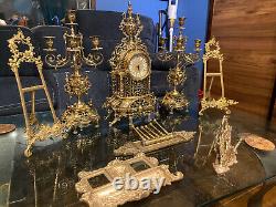 Italian Clock with TWO Candelabras 3 Piece Garniture Set