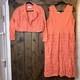 J Song Embroidered Linen 2pc Pleated Midi Dress & Jacket Set Sz 16 Orange