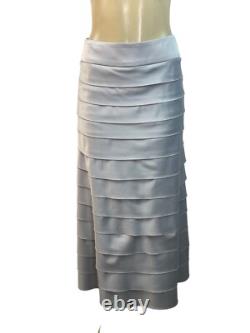 JS Collections Womens Silver Lace Jacket & Tiered Satin Skirt Formal Set Sz 2