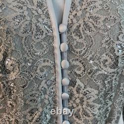 JS Collections Womens Silver Lace Jacket & Tiered Satin Skirt Formal Set Sz 2