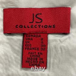 JS Collections Womens Silver Lace Jacket & Tiered Satin Skirt Formal Set Sz 2
