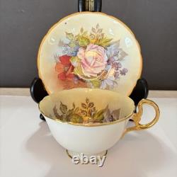 Ja Bailey Signed Aynsley England Bone China Cabbage Rose Teacup Saucer Set