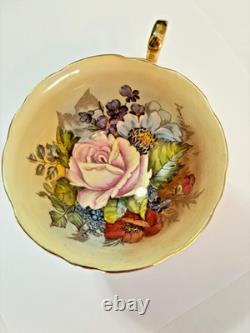 Ja Bailey Signed Aynsley England Bone China Cabbage Rose Teacup Saucer Set