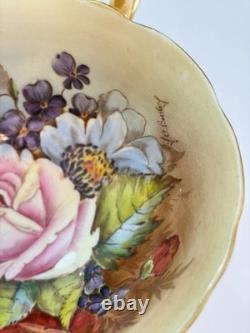 Ja Bailey Signed Aynsley England Bone China Cabbage Rose Teacup Saucer Set