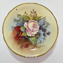 Ja Bailey Signed Aynsley England Bone China Cabbage Rose Teacup Saucer Set