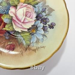 Ja Bailey Signed Aynsley England Bone China Cabbage Rose Teacup Saucer Set