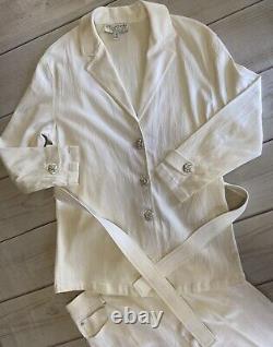 Jacket And Pant Suit St John Collection By Marie Gray Textured Belted Size Small