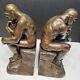 Jennings Brothers Vintage Set Two The Thinker Bookends Cast Iron Jb 2176