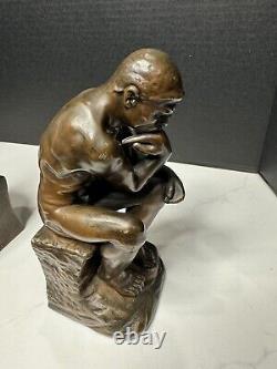 Jennings Brothers Vintage SET TWO THE THINKER Bookends CAST IRON JB 2176