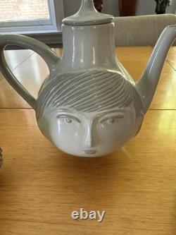 Jonathan Adler Utopia Collection Two Face Boy Girl Teapot Creamer Sugar Bowl Set