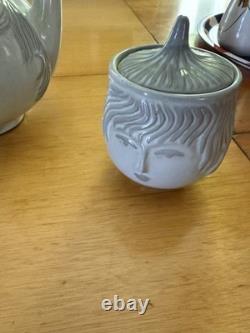 Jonathan Adler Utopia Collection Two Face Boy Girl Teapot Creamer Sugar Bowl Set