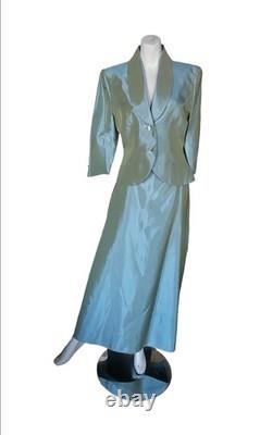 Js Collection Pale Silvary Sage Green Women's 2pc Suits Skirt Size 6