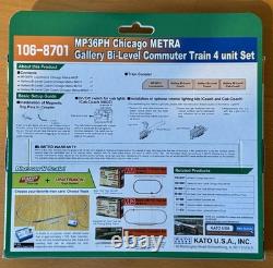 Kato USA 106-8701 MP36PH Metra bi-level commuter train starter set, new, N Scale