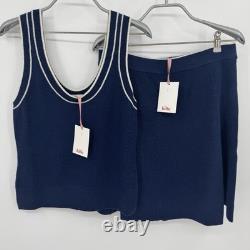 Kilte Collection Navy 100% Cashmere Knit Sweater Tank & Skirt Matching Set 2 M