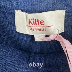 Kilte Collection Navy 100% Cashmere Knit Sweater Tank & Skirt Matching Set 2 M