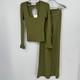 Kilte Collection Nelly Ribbed Top And Wide Leg Pants Set Eucalyptus Green S 1