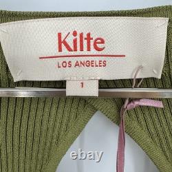 Kilte Collection Nelly Ribbed Top and Wide Leg Pants Set Eucalyptus Green S 1