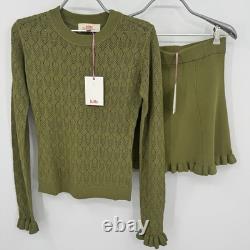 Kilte Collection Raleigh Ruffle Long Sleeve Top & Skirt Set in Eucalyptus 2 M