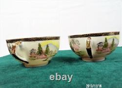 Kutani Hand Painted China Lithophane Tea Set For Two