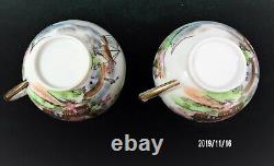 Kutani Hand Painted China Lithophane Tea Set For Two