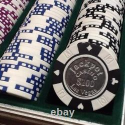 LAS VEGAS JACKPOT CASINO Complete Set Of 500 Cash Poker Chips In Case RARE