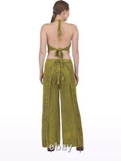 Ladies Stonewashed Crop Top and Wide Pant Set Two Piece Assorted