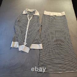 Lafayette 148 New York Womens Medium Black Striped Crepe Knit Collection 2 Piece