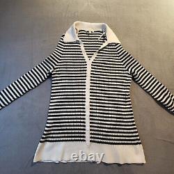 Lafayette 148 New York Womens Medium Black Striped Crepe Knit Collection 2 Piece