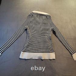 Lafayette 148 New York Womens Medium Black Striped Crepe Knit Collection 2 Piece