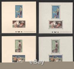 Laos 1957 Rice issues, two sets of COLLECTIVE DELUXE SHEETS, on card and paper
