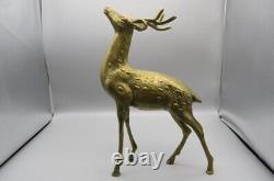 Large Brass Buck and Doe Deer pair Vintage Figurines/Sculptures set of two Decor