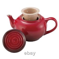 Le Creuset Tea Set Teapot & Two Mug Cup Set In Box Cherry Red New