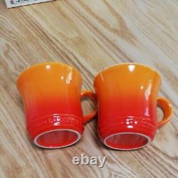 Le Creuset Tea Set Teapot Two Mug Cup Set In Box Orange Ombre New