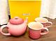 Le Creuset Teapot Set One Small Teapot + Two Mugs Ss Rose Quartz Withbox Old Stock