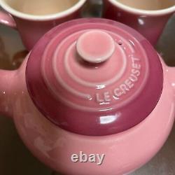 Le Creuset Teapot Set One Small Teapot and Two Mugs SS Rose Quartz Pink