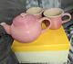 Le Creuset Teapot Set One Small Teapot And Two Mugs Ss Rose Quartz With Box